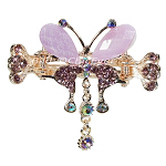Haargreifer Schmetterling Haarspange Haarkneifer Haarklammer Metall & Strass lila violett gold 4863e